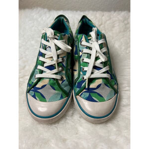Coach Logo Women's Shoes Low Top Barrett Sneakers Green Colorful Size 10B